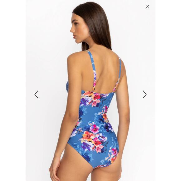 NEW w TAGS Johnny Was Women's SUMMER DAYS RUCHED ONE PIECE Floral Small - Picture 2 of 12